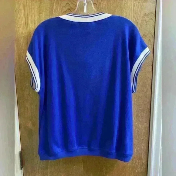 Vintage Marina Club Shirt Nautical Size Large Blue/White With Embroidered Patch - Picture 8 of 9